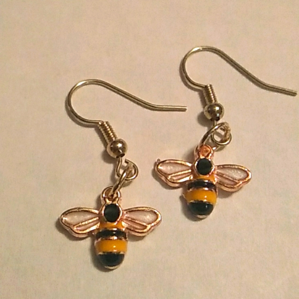 Bee Earrings , Dangle Earrings